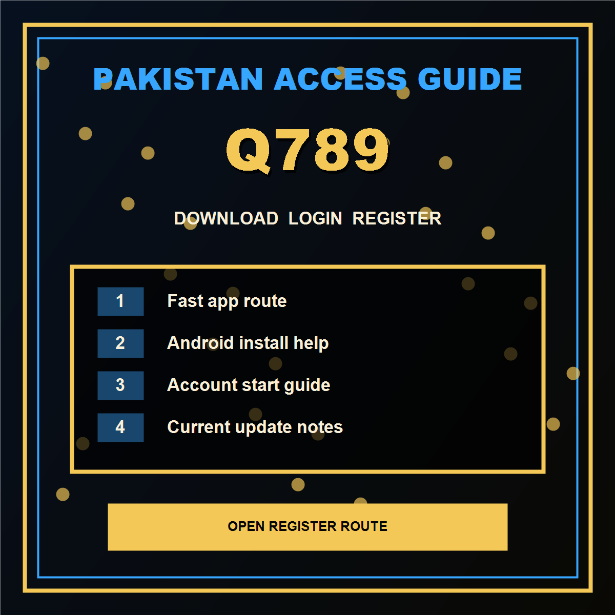 Q789 Pakistan download guide and account help visual